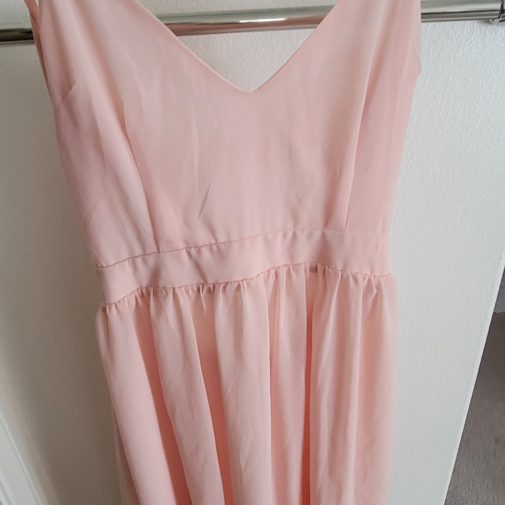 Boohoo pink sheer soft flowy dress
